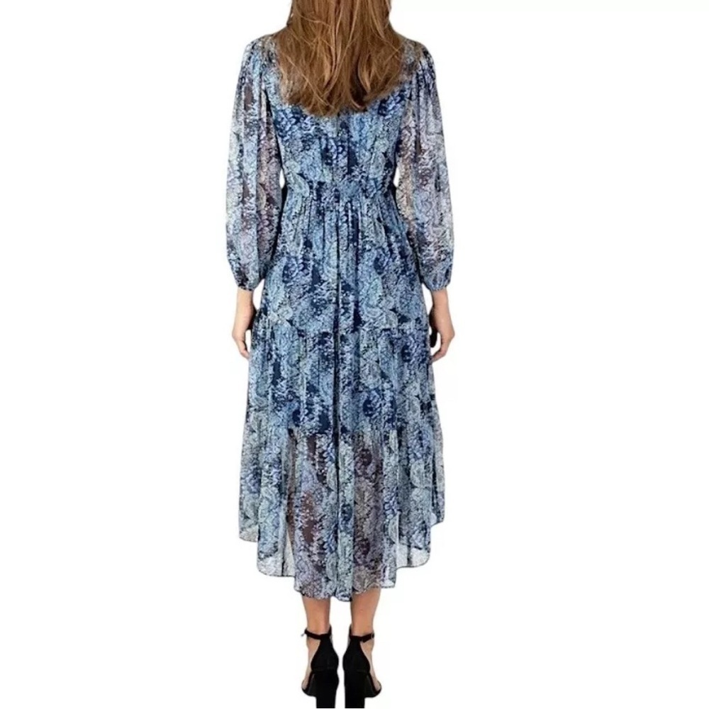 Joie Limited Edition Print Maxi Dress Size Large Blue Parisian Paisley Boho - Picture 3 of 9